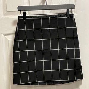 Simple Black Plaid Skirt with Gold Zipper Back